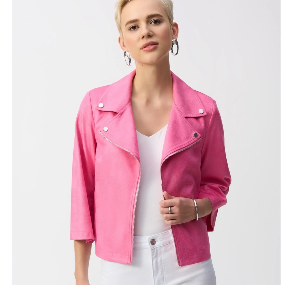 Joseph Ribkoff Women’s Foiled Faux Suede Swing Zip Up Jacket Size: XL